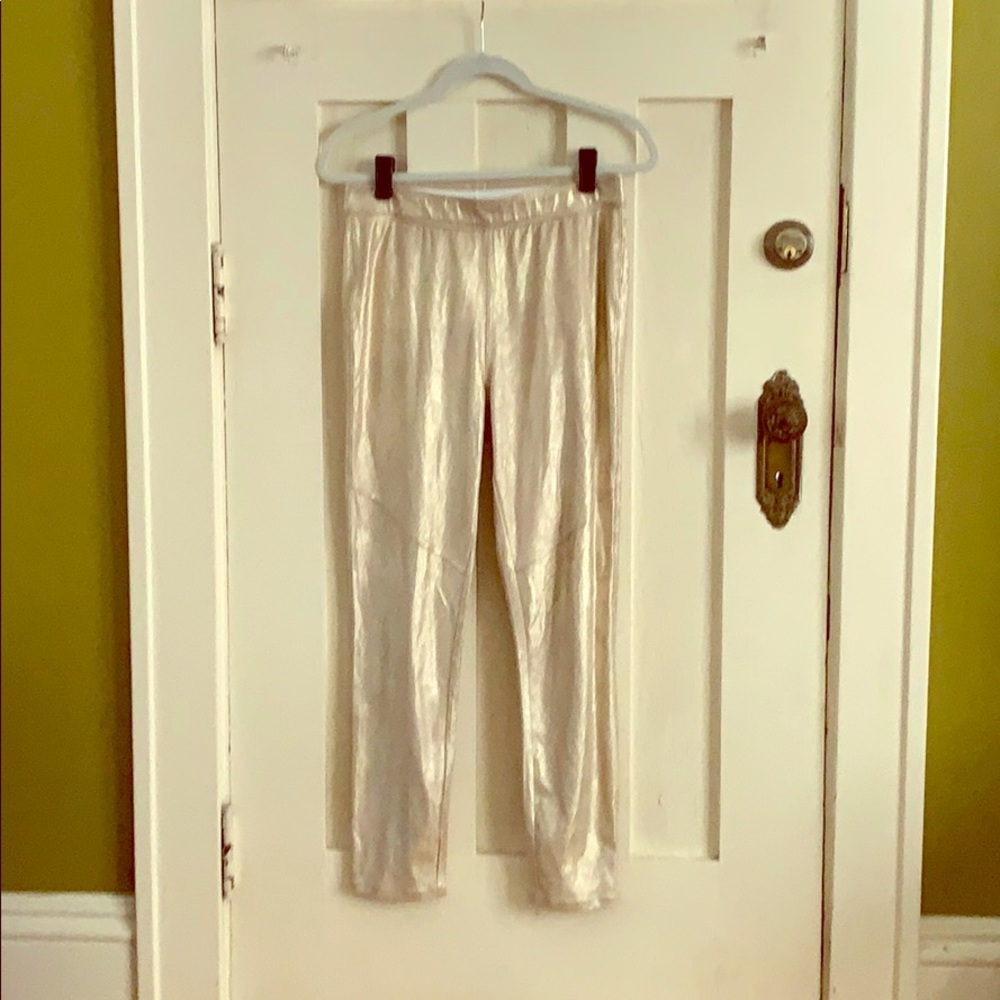 Free People faux suede leggings in beige/gold